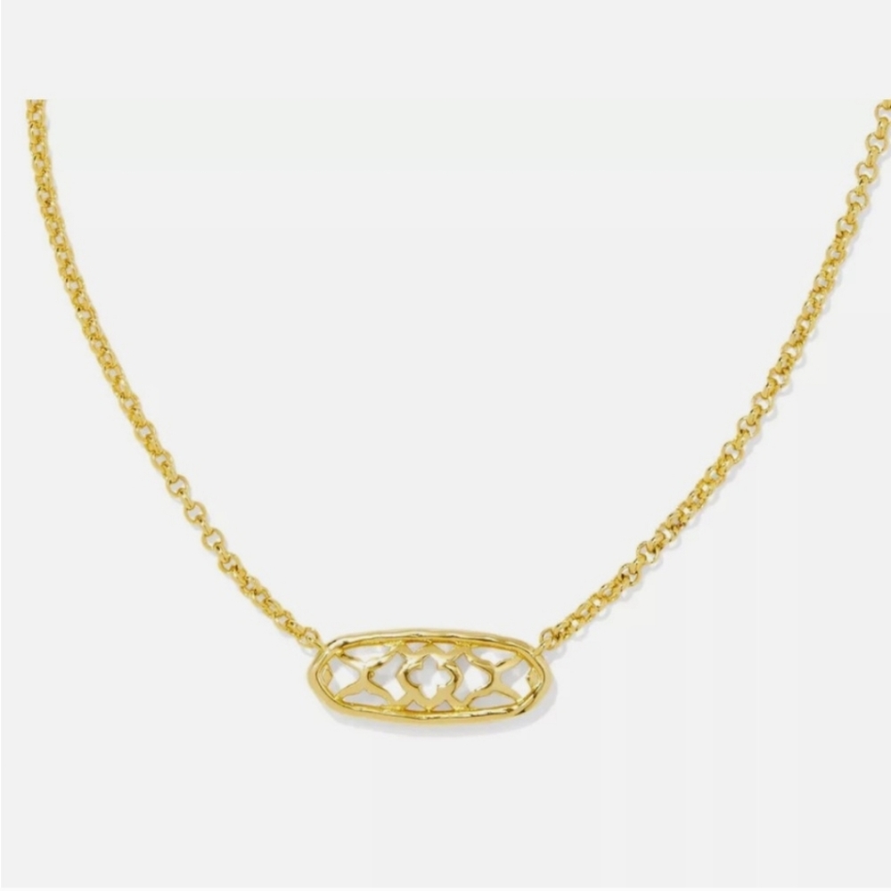 Kendra Scott Gold Filigree Oval Pendant Necklace